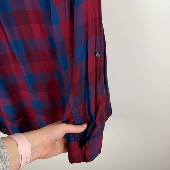 Cato Est 1946 Plaid Button Up Shirt Size 26/28W Lightweight Grunge Relaxed Fall - Picture 2 of 9